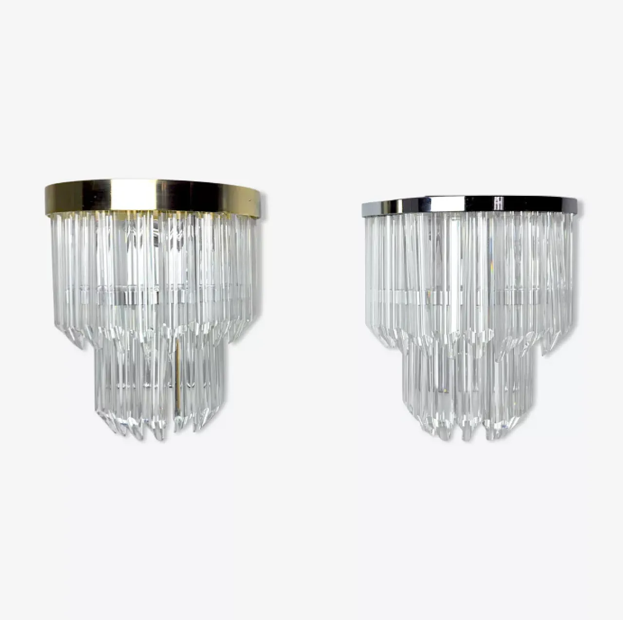 Pair of glass and metal wall sconces by Venini, 1970s 1