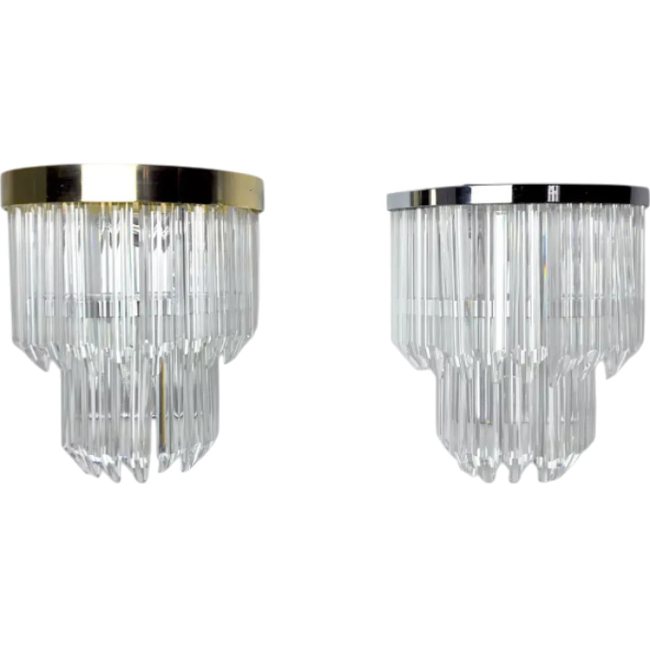 Pair of glass and metal wall sconces by Venini, 1970s 9