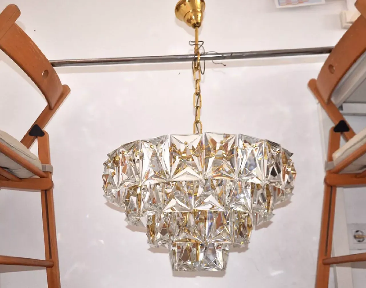 Four-tier glass chandelier, 1970s 3