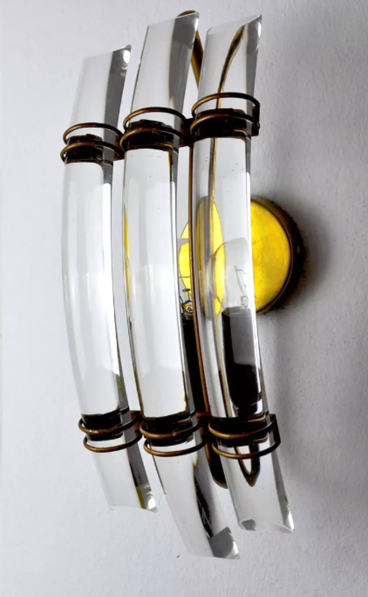 Single wall lamp in glass and metal by Venini, 1970s 2