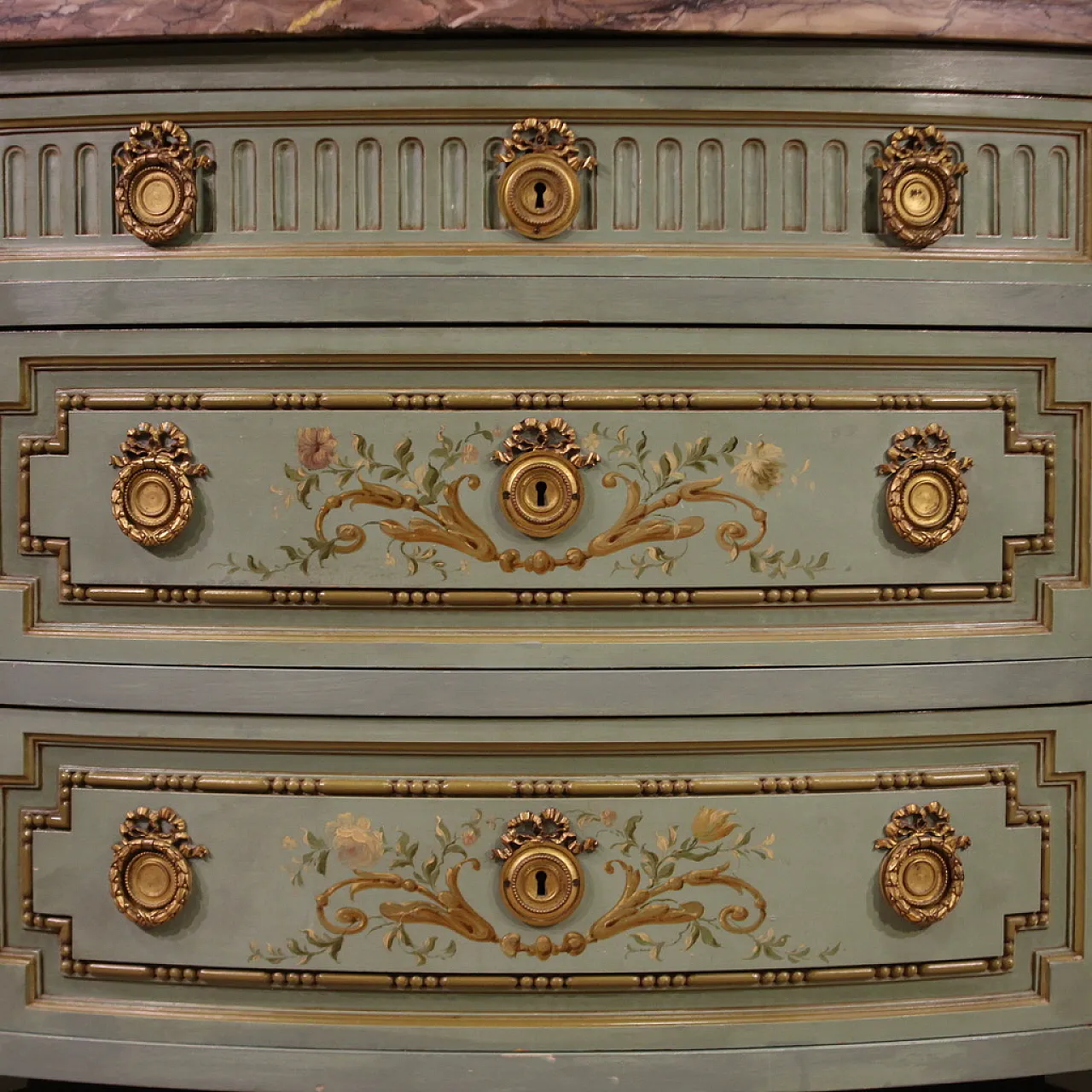 Louis XVI style demi lune dresser in lacquered wood, 20th century 5