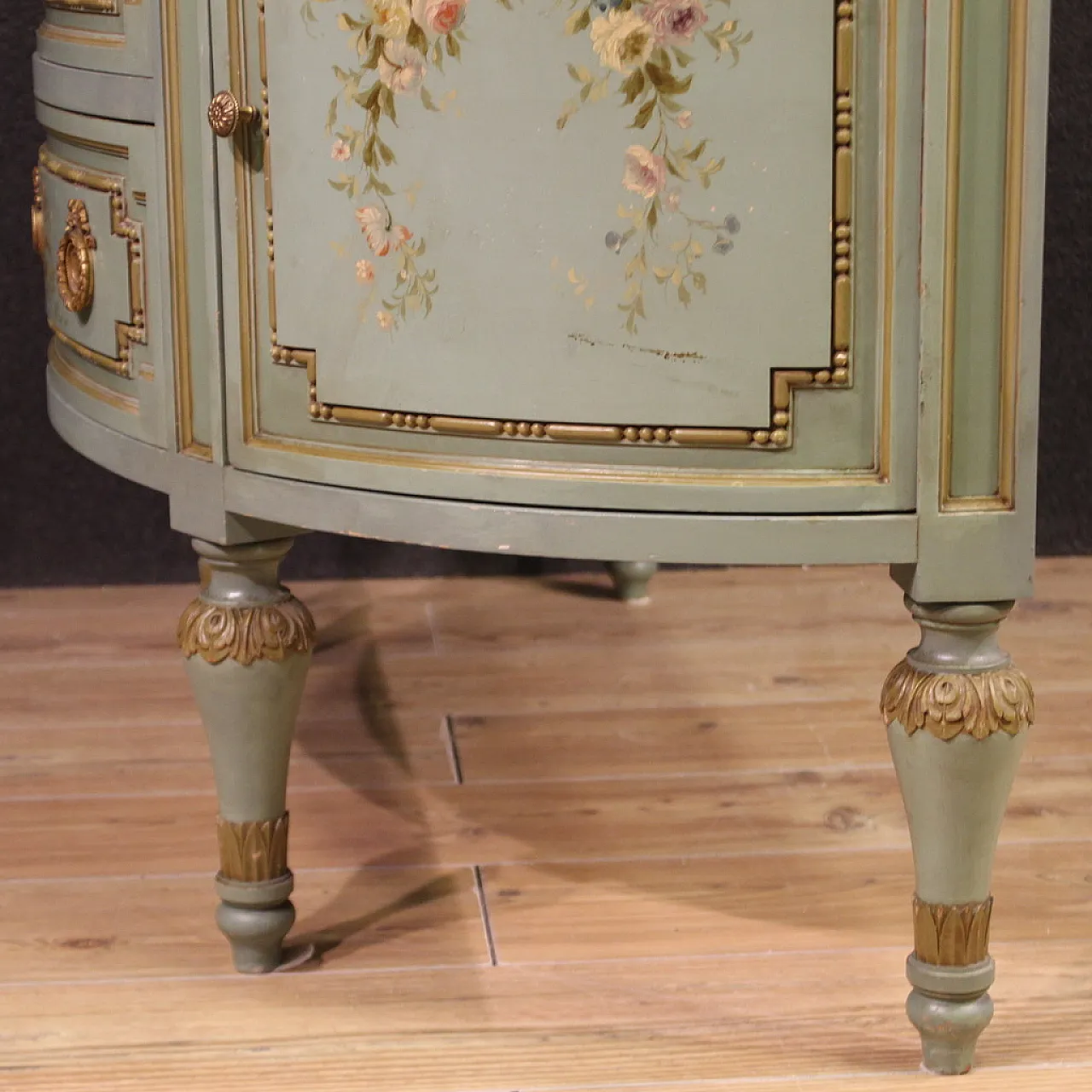 Louis XVI style demi lune dresser in lacquered wood, 20th century 9