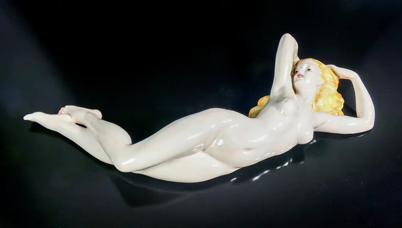 Reclining female nude, ceramic sculpture, 1930s 1