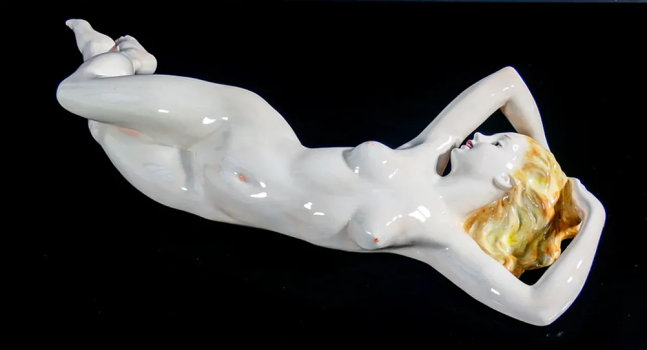 Reclining female nude, ceramic sculpture, 1930s 5