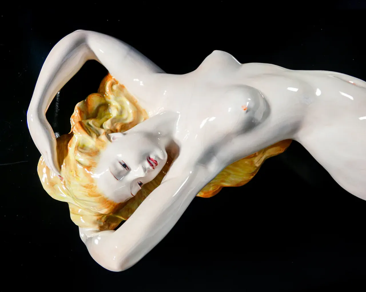 Reclining female nude, ceramic sculpture, 1930s 7