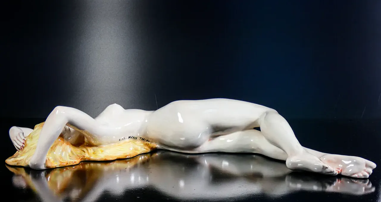 Reclining female nude, ceramic sculpture, 1930s 10