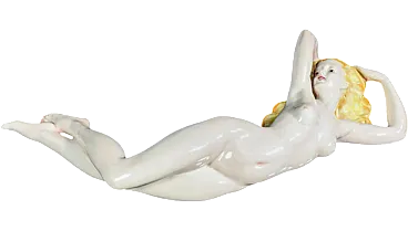 Reclining female nude, ceramic sculpture, 1930s