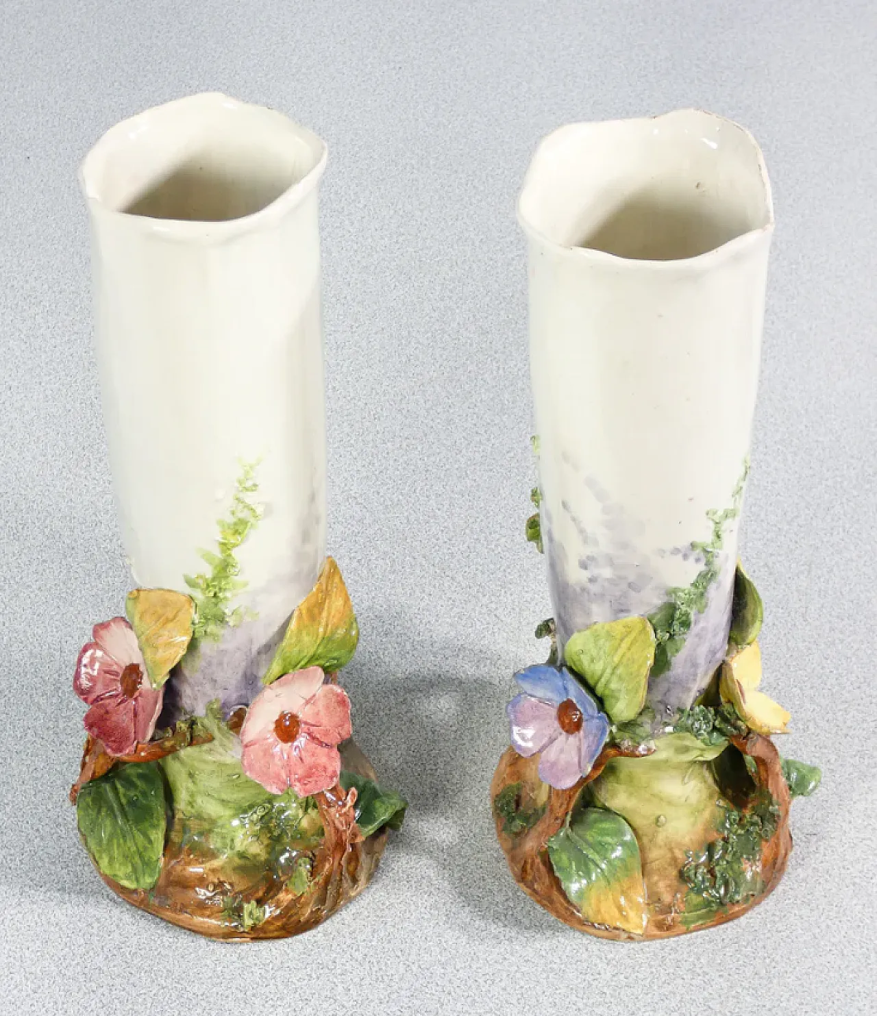 Pair of barbotine ceramic vases, 1930s 2