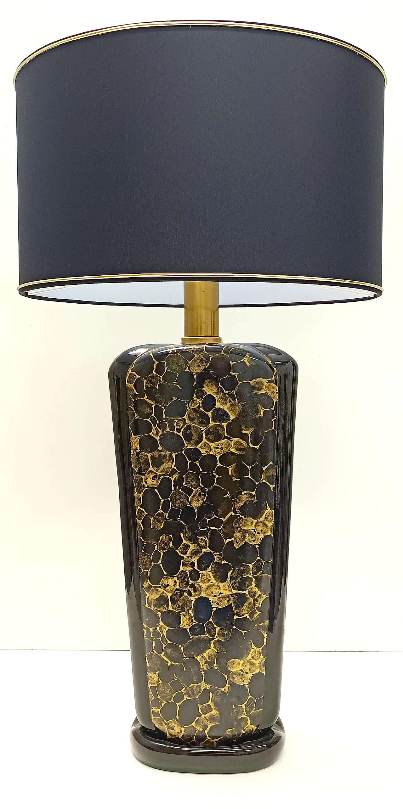 Postmodern Black and Gold Glazed Ceramic Table Lamps, Italy 1980s 8