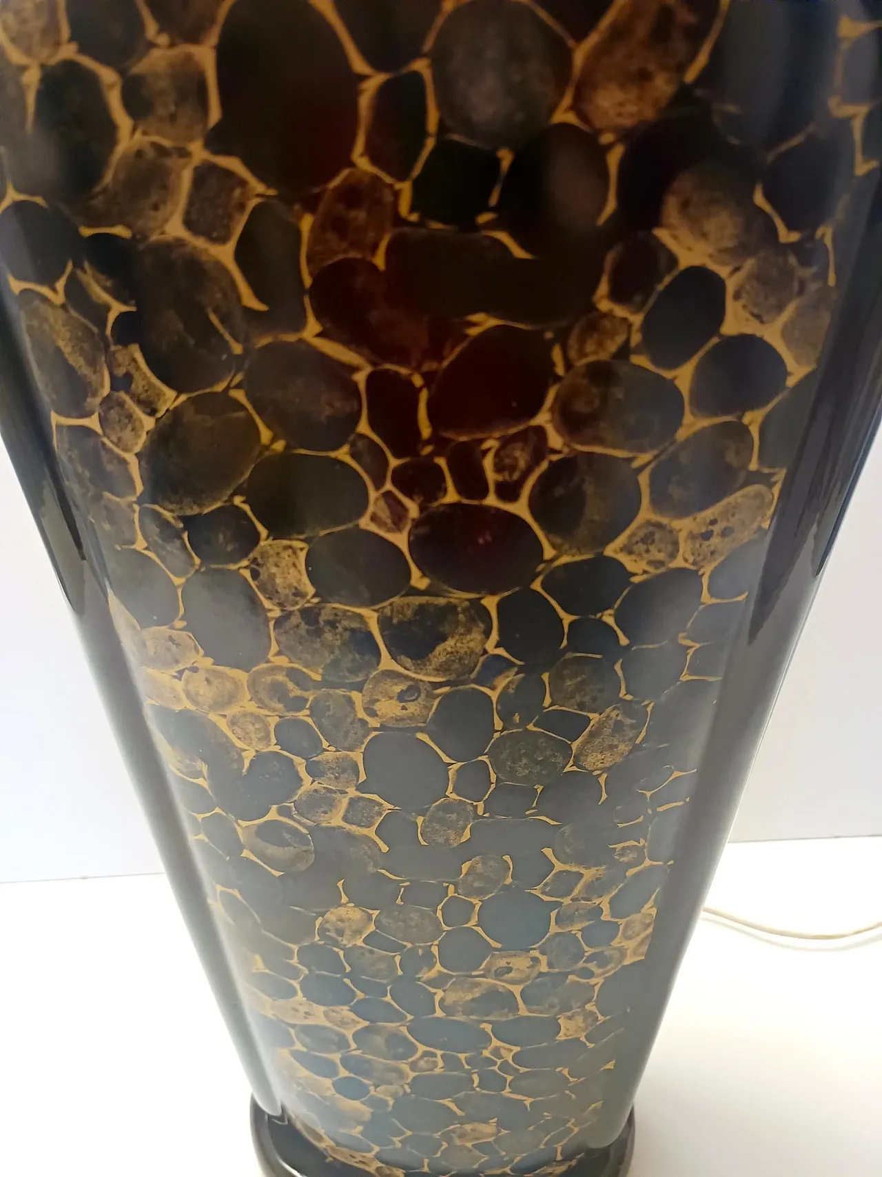 Postmodern Black and Gold Glazed Ceramic Table Lamps, Italy 1980s 11