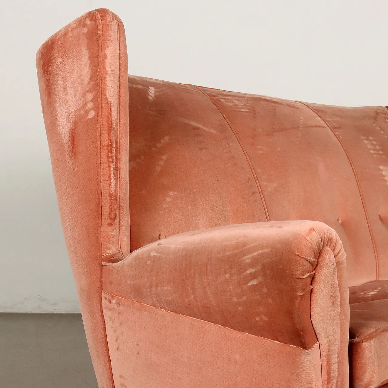 3-Seater sofa with pink velvet upholstery, 1950s 3