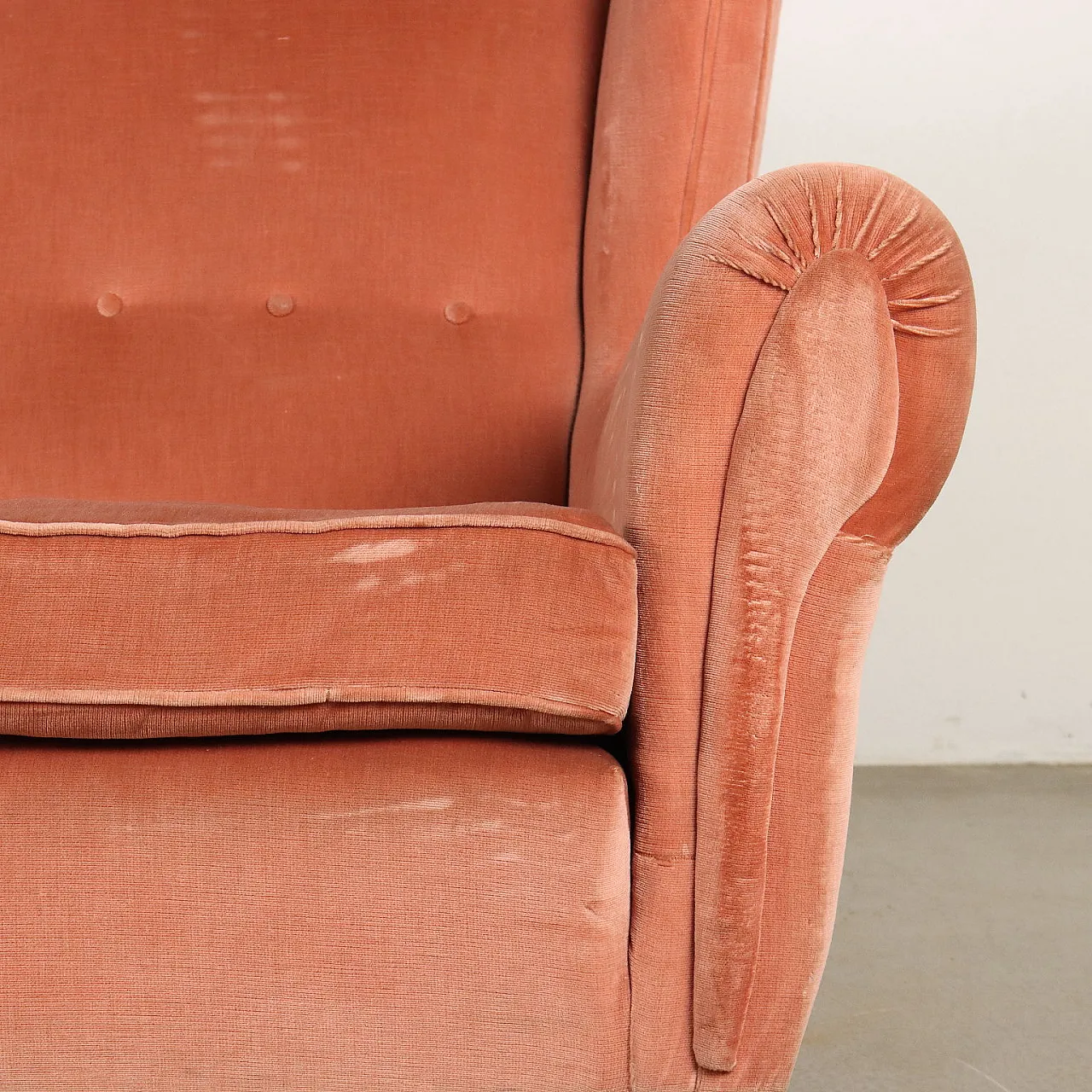 3-Seater sofa with pink velvet upholstery, 1950s 5