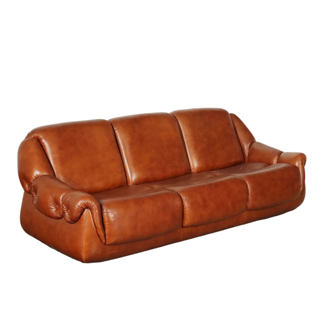 Foam and leatherette three-seater sofa, 1970s 1