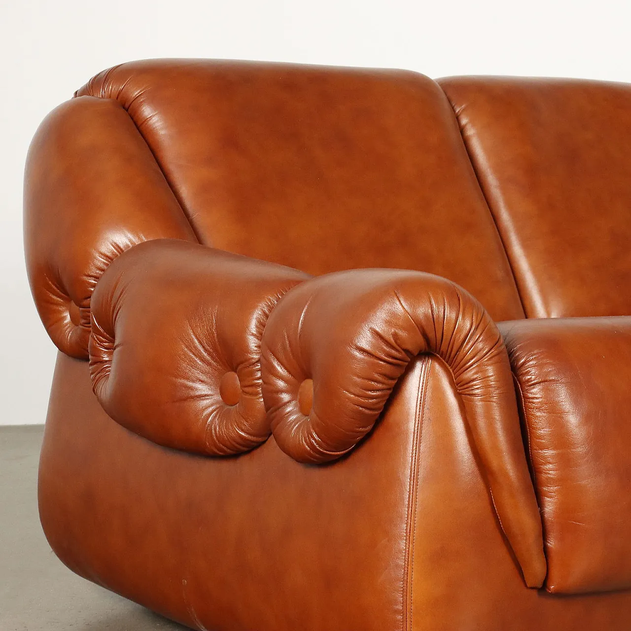 Foam and leatherette three-seater sofa, 1970s 3