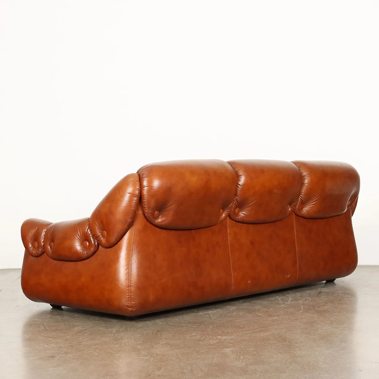 Foam and leatherette three-seater sofa, 1970s 7