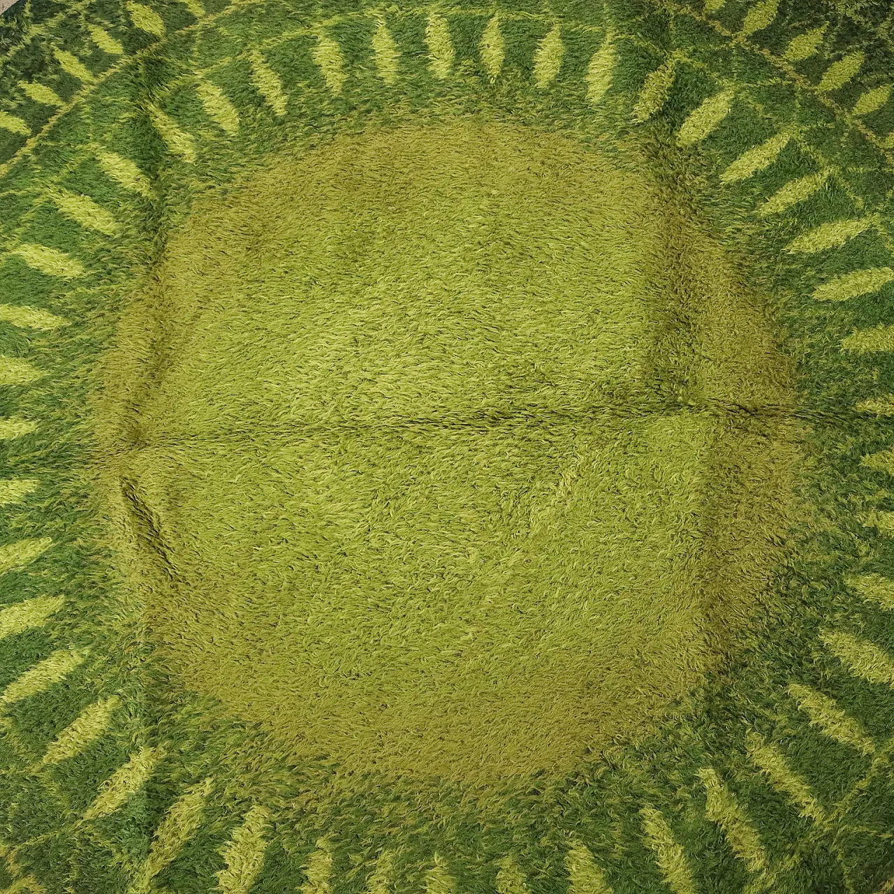 Green wool cotton round rug 3