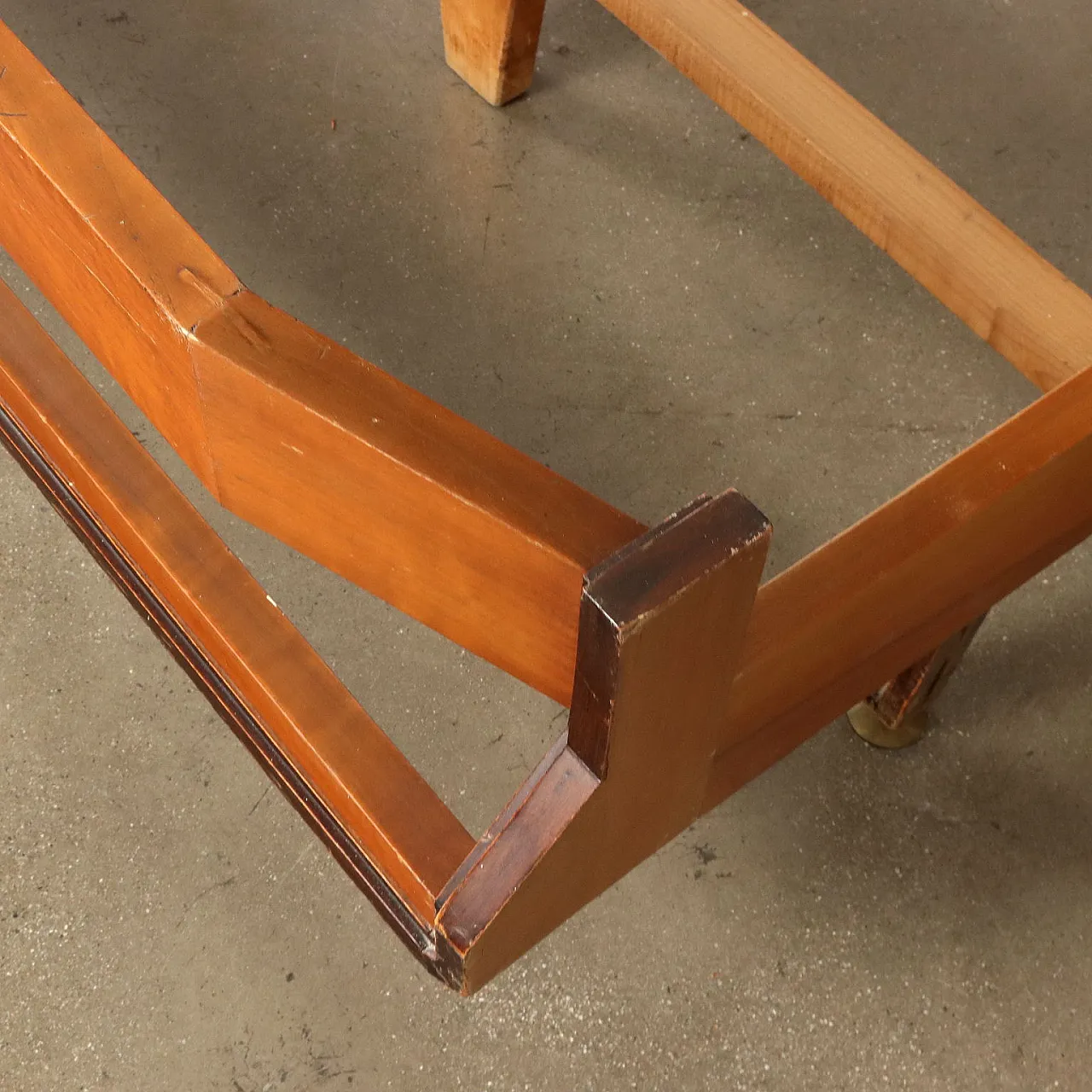 Mahogany veneered double bed with hanging nightstands, 1960s 8