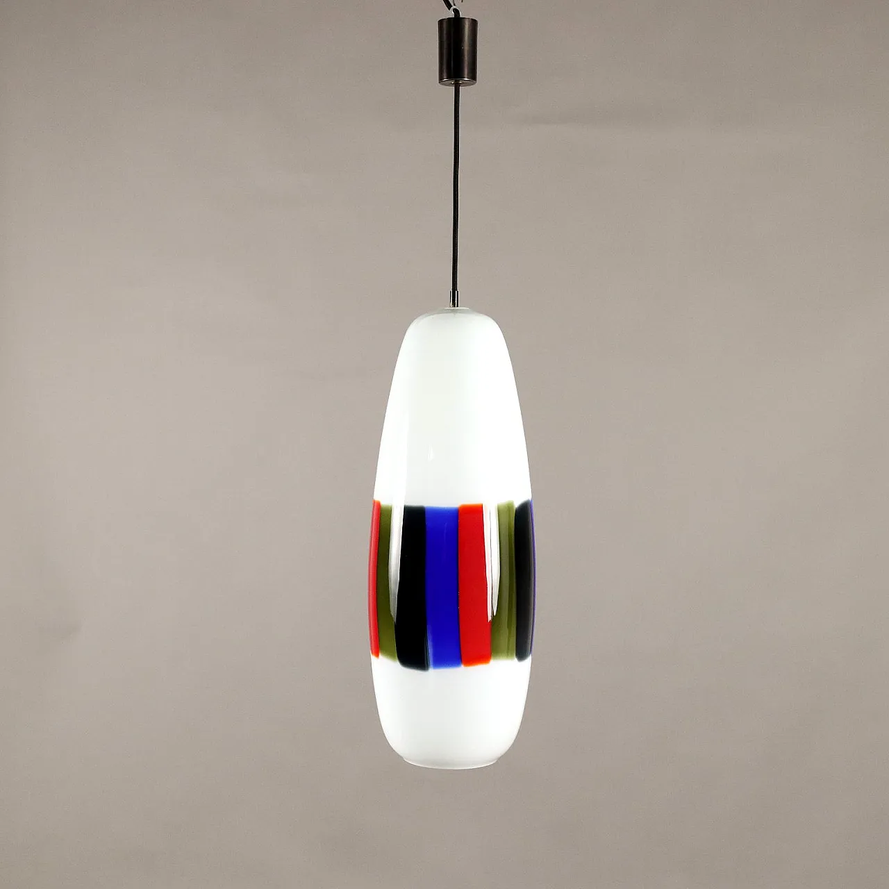 Lampadario in vetro ed ottone attribuito a M. Vignelli, anni '60 6