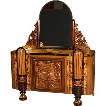 Scenic Deco sideboard vanity with mirror,  1930s