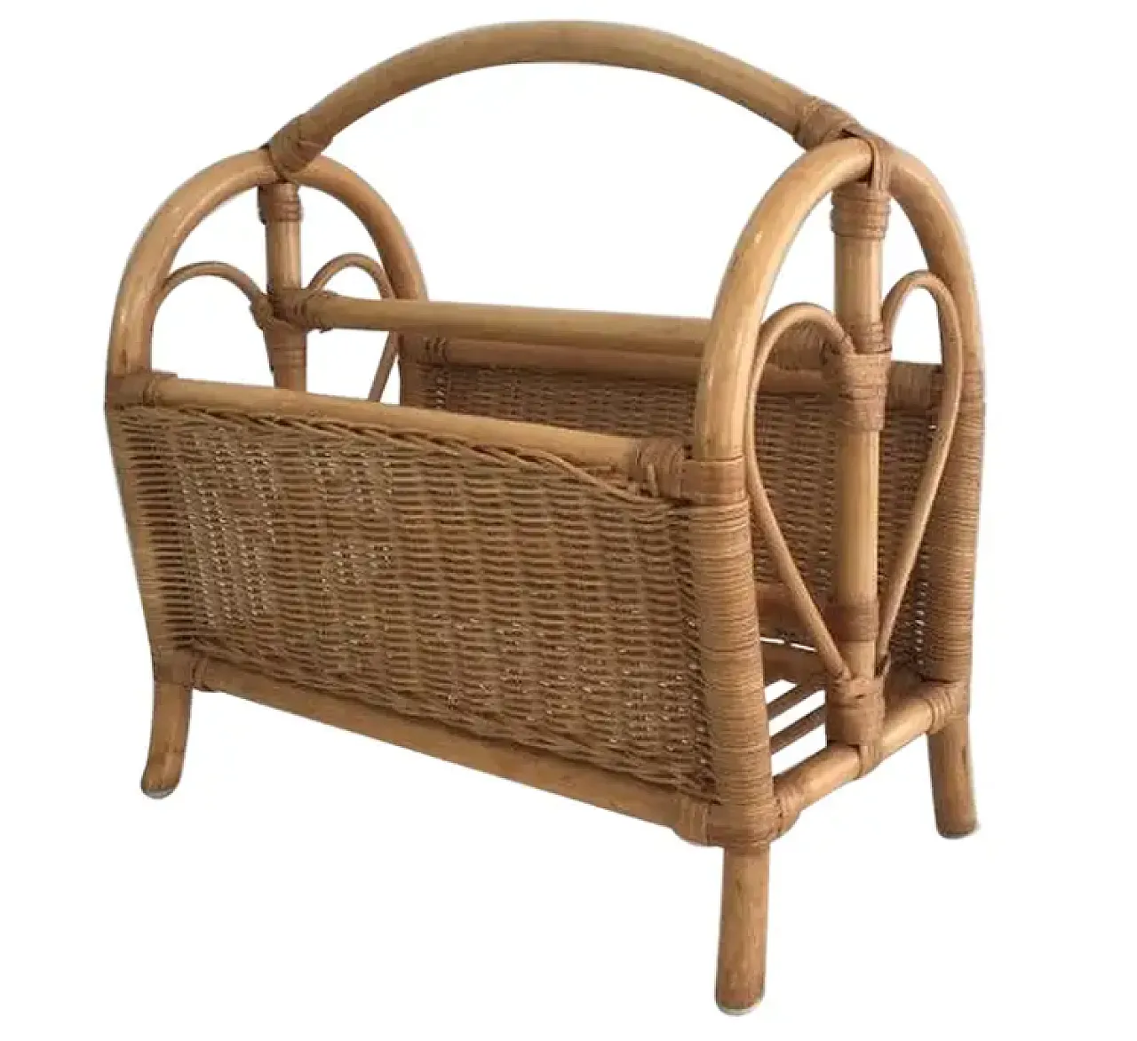 Rattan magazine rack, 1970s 1