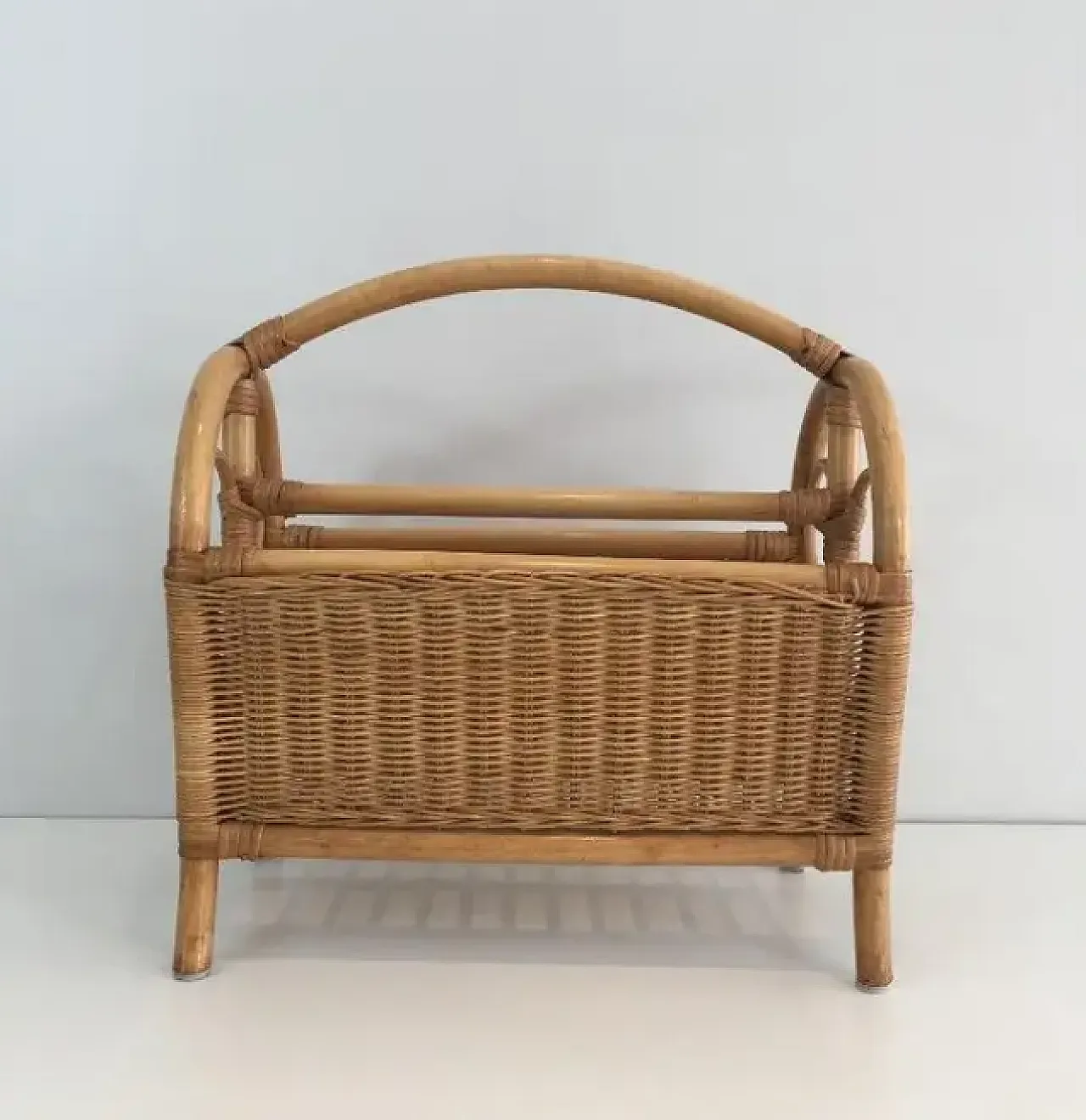 Rattan magazine rack, 1970s 2