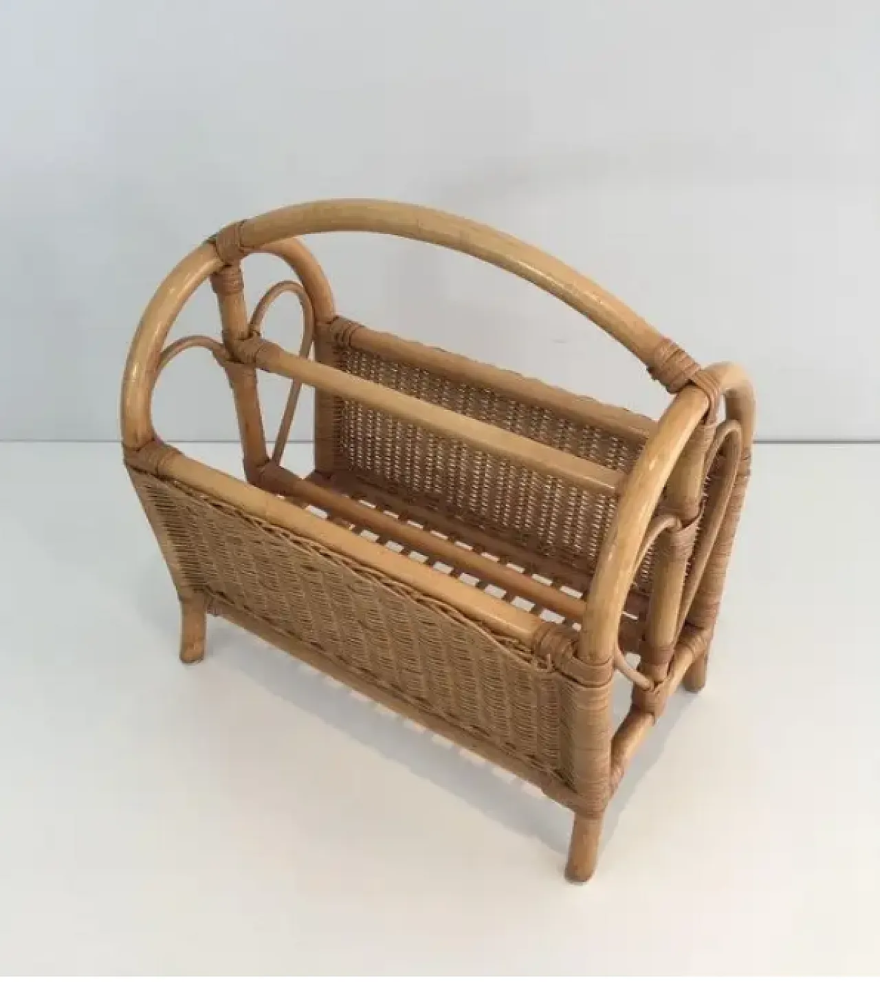 Rattan magazine rack, 1970s 4