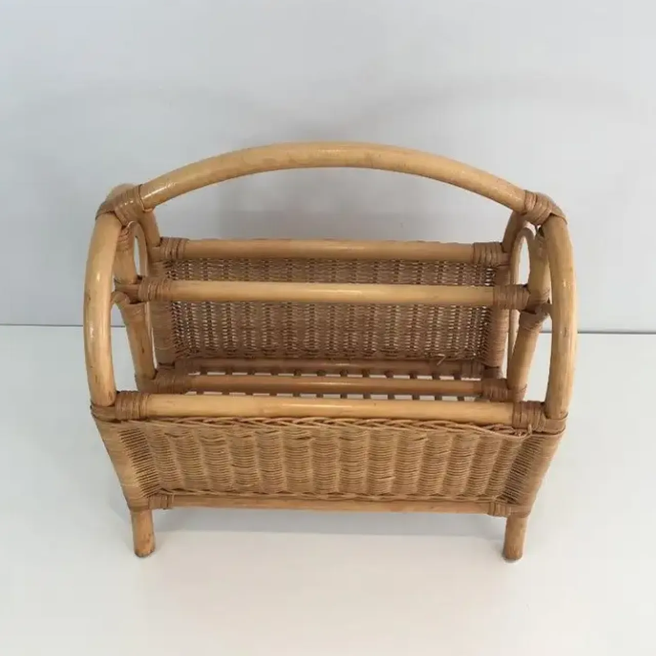 Rattan magazine rack, 1970s 5