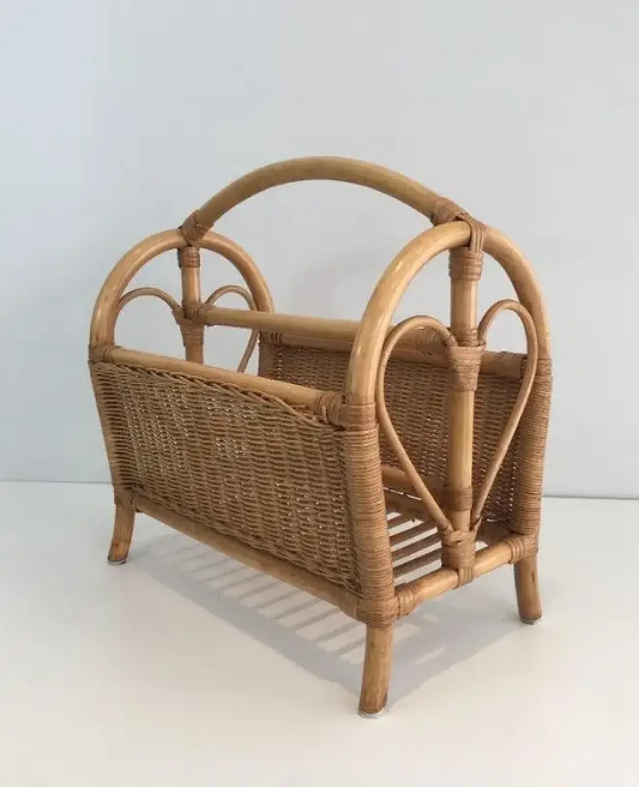 Rattan magazine rack, 1970s 6