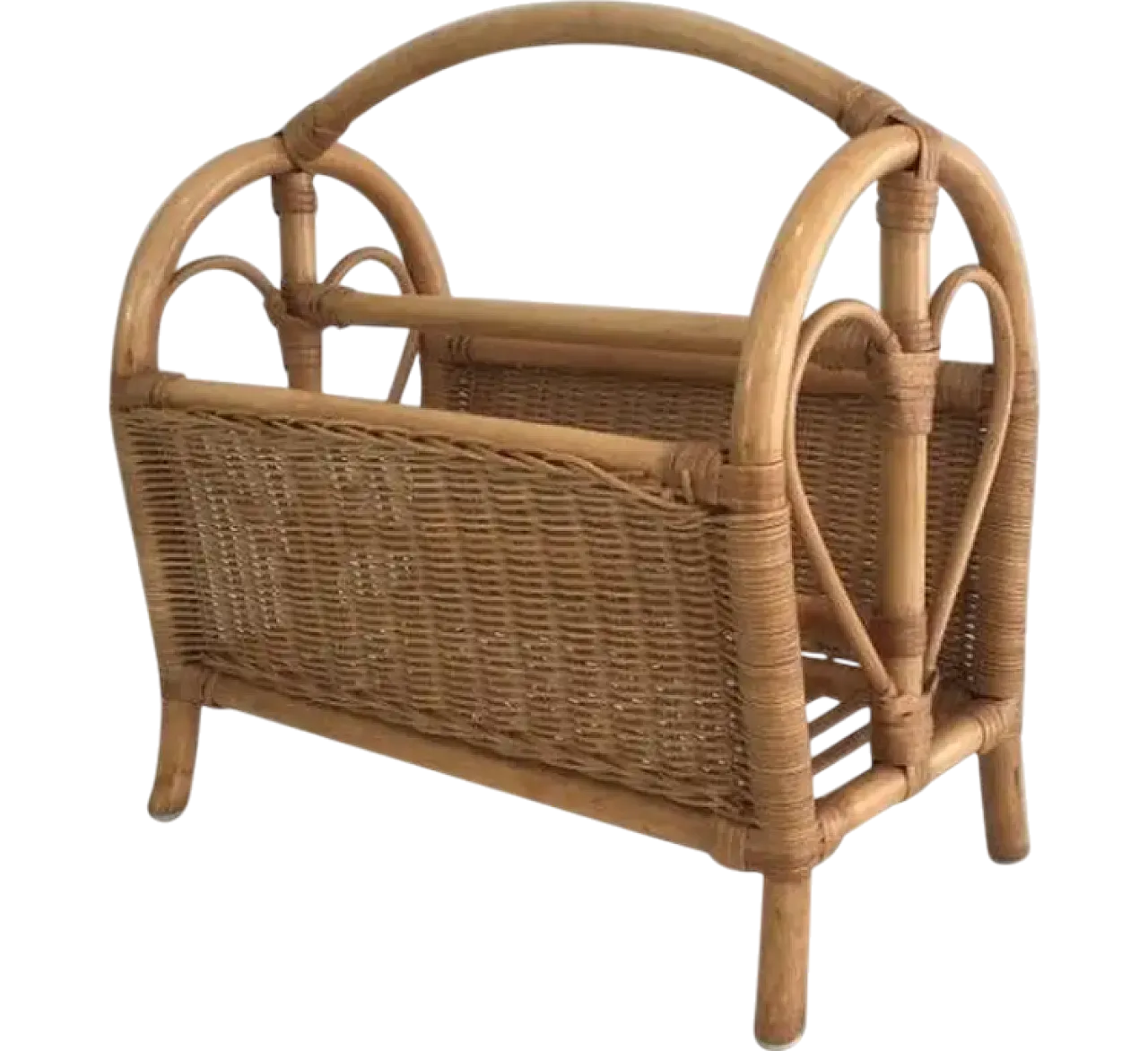 Rattan magazine rack, 1970s 7