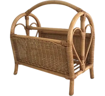 Rattan magazine rack, 1970s