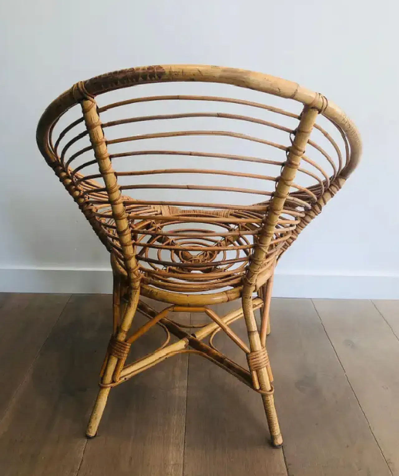 Pair of armchairs in rattan, 1970s 10