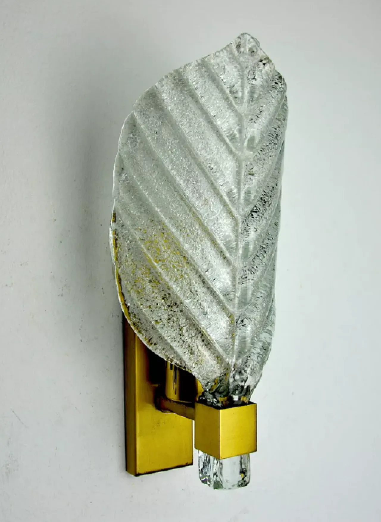 Glass leaf wall sconce by Carl Fagerlund, 1970s 3