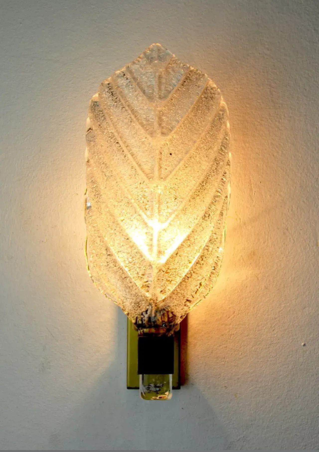 Glass leaf wall sconce by Carl Fagerlund, 1970s 4