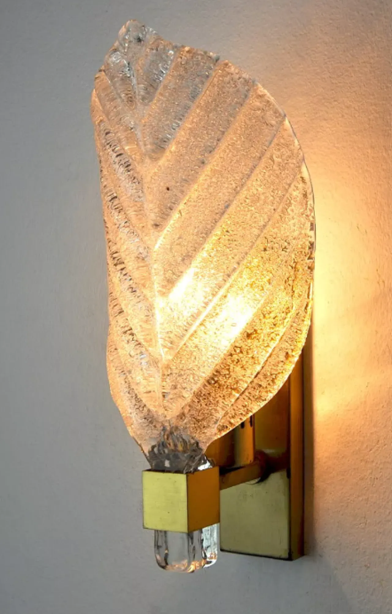 Glass leaf wall sconce by Carl Fagerlund, 1970s 5