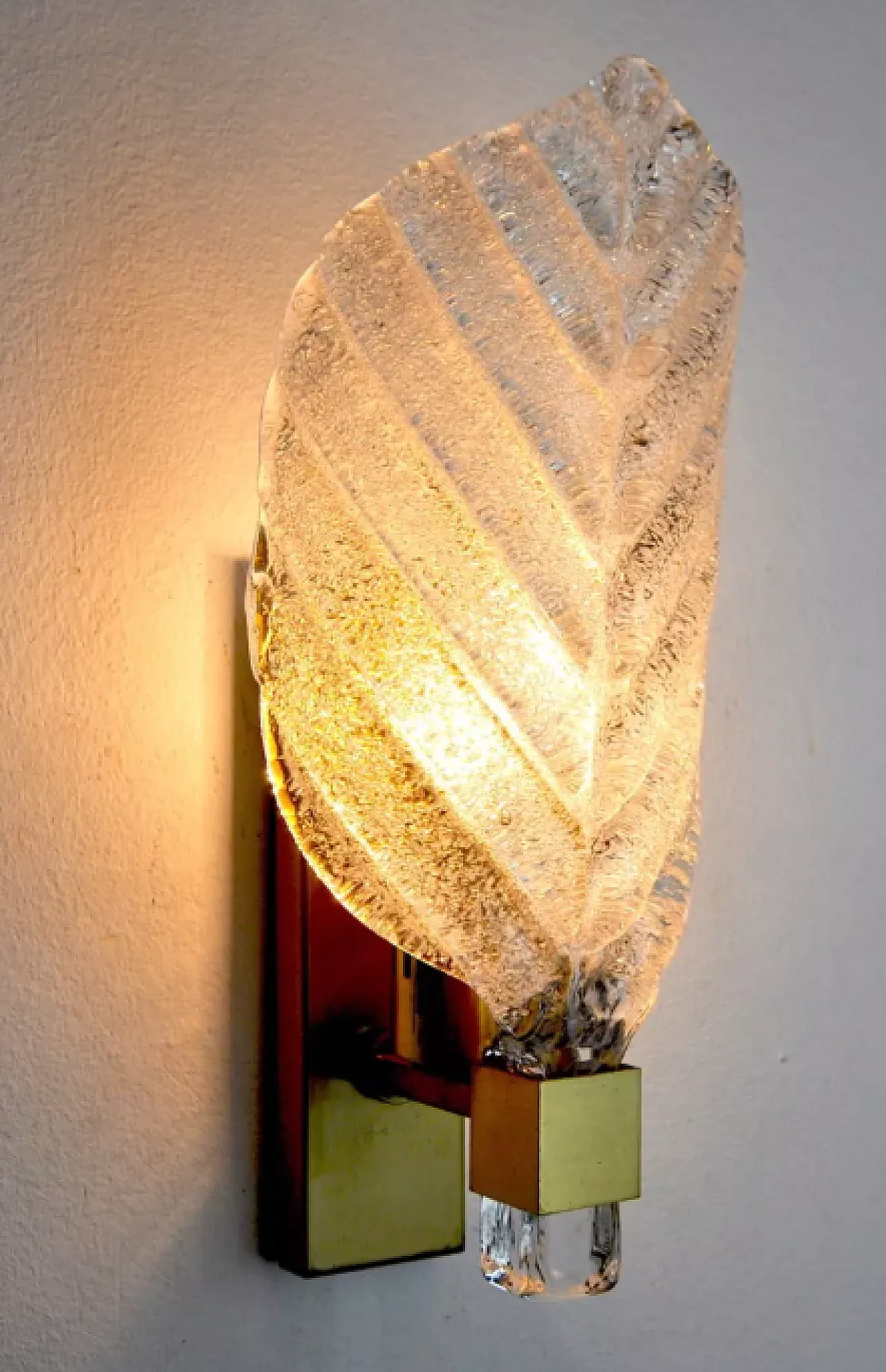 Glass leaf wall sconce by Carl Fagerlund, 1970s 6