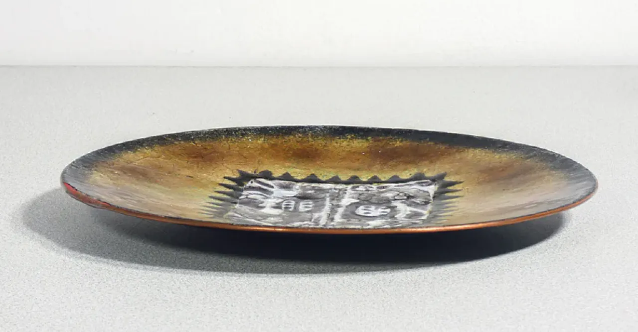 Enamelled copper plate by Idro Colombi and Miranda Bestazzi, 1960s 5