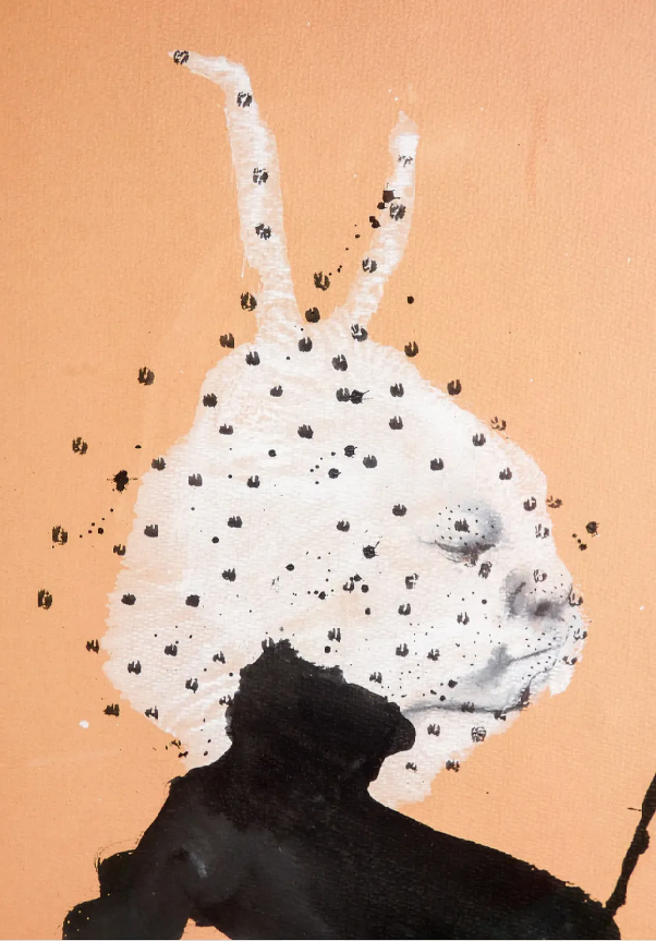 Black figure with rabbit face by Enrico Colombotto Rosso, 1970s 6