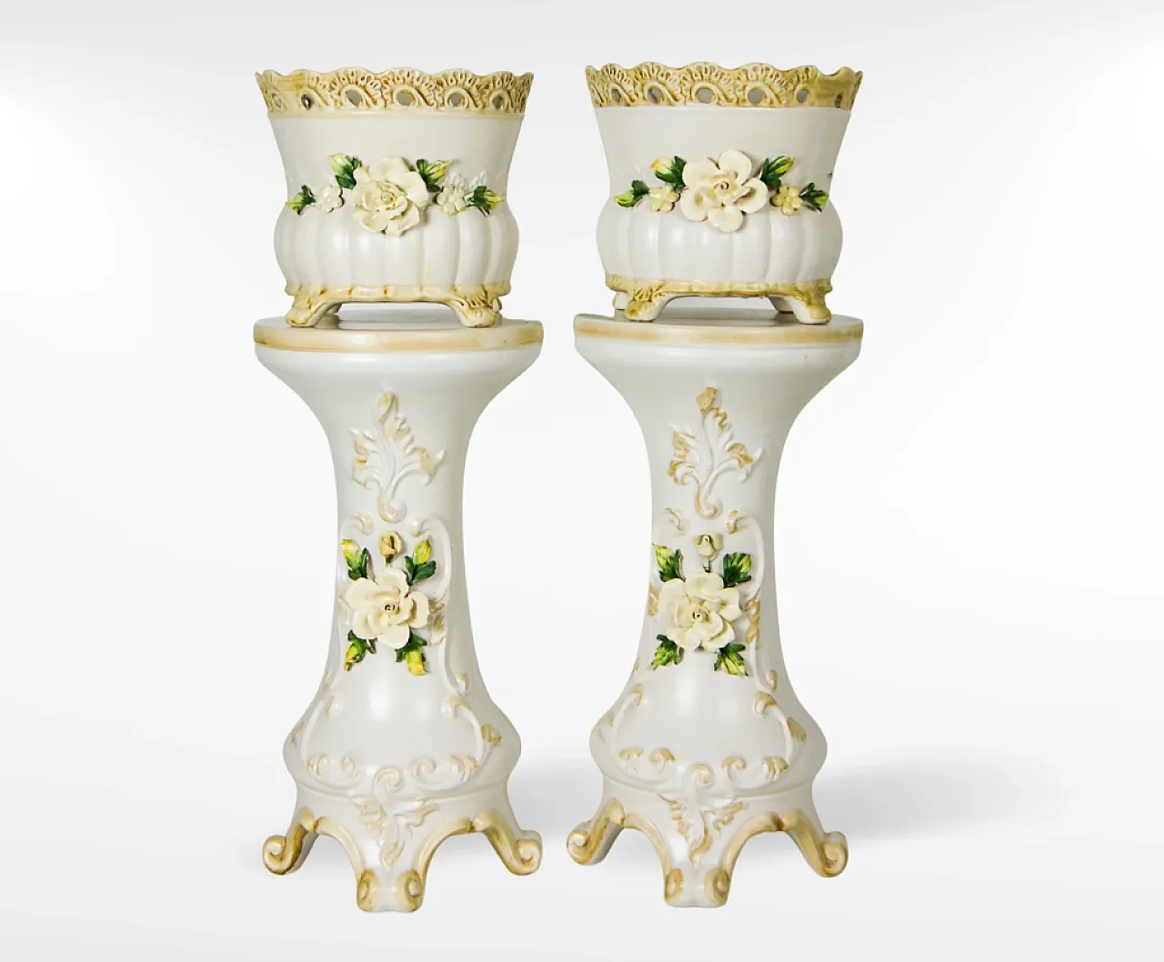 Pair of planters by Capo di Monte, 1950s 1