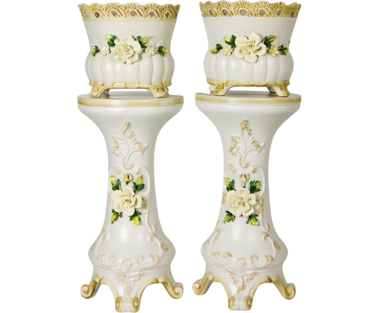 Pair of planters by Capo di Monte, 1950s 11