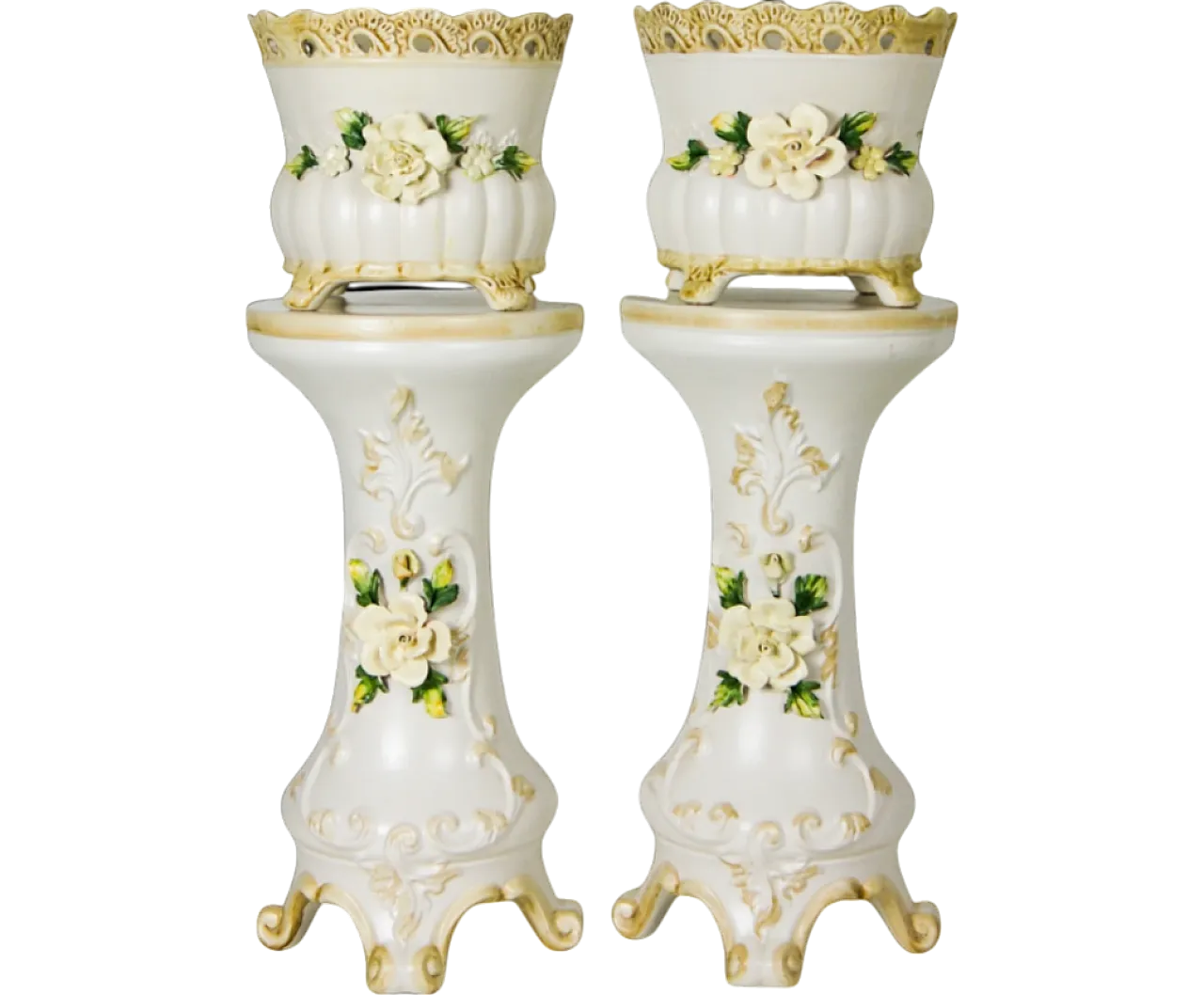 Pair of planters by Capo di Monte, 1950s 12