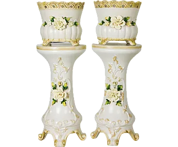 Pair of planters by Capo di Monte, 1950s