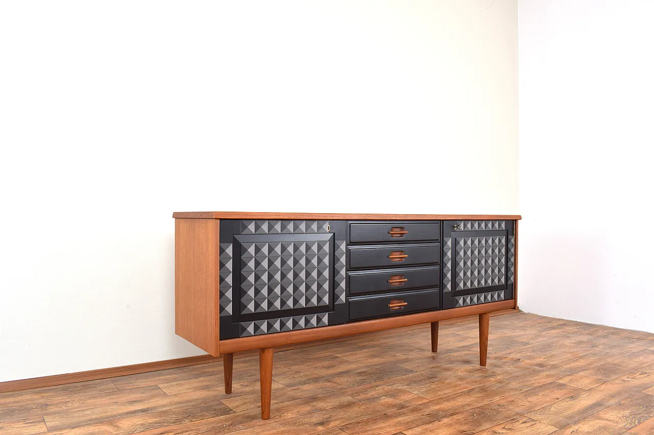 Mid-Century Op-Art Hand-Painted Teak Sideboard by Gustav Bahus, 1960s 8