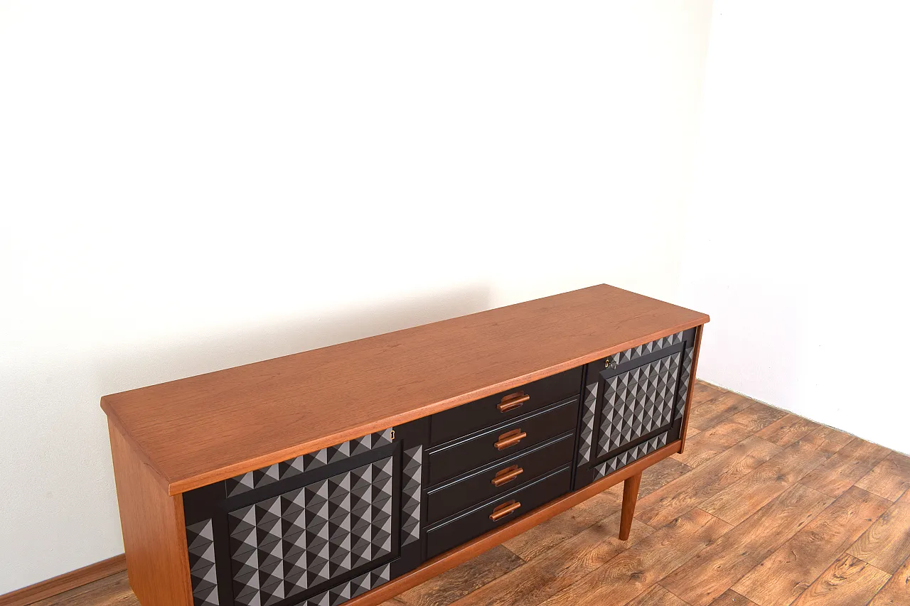 Mid-Century Op-Art Hand-Painted Teak Sideboard by Gustav Bahus, 1960s 12