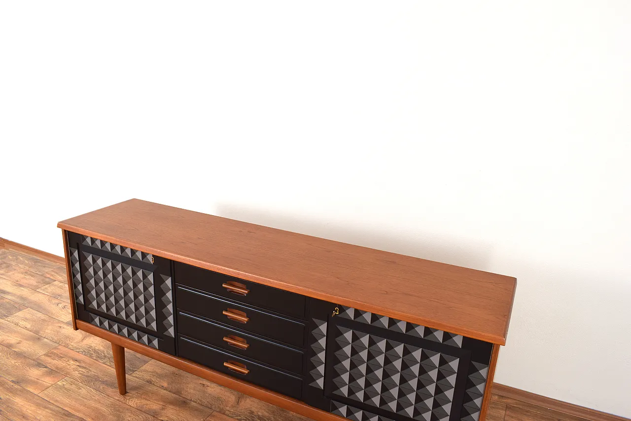 Mid-Century Op-Art Hand-Painted Teak Sideboard by Gustav Bahus, 1960s 13