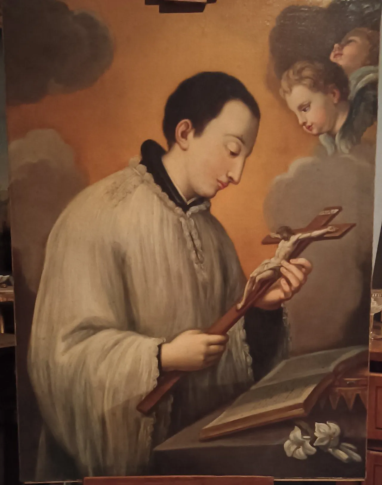 St. Louis Gonzaga with crucifix, oil on canvas, 18th century 7