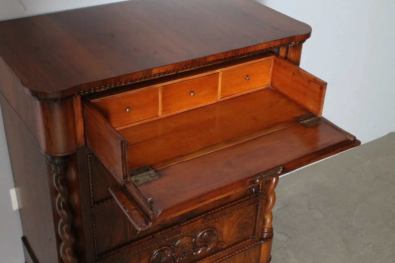 Antique Tuscan chest of drawers from the 19th century, 3 drawers with flap. L.F 11