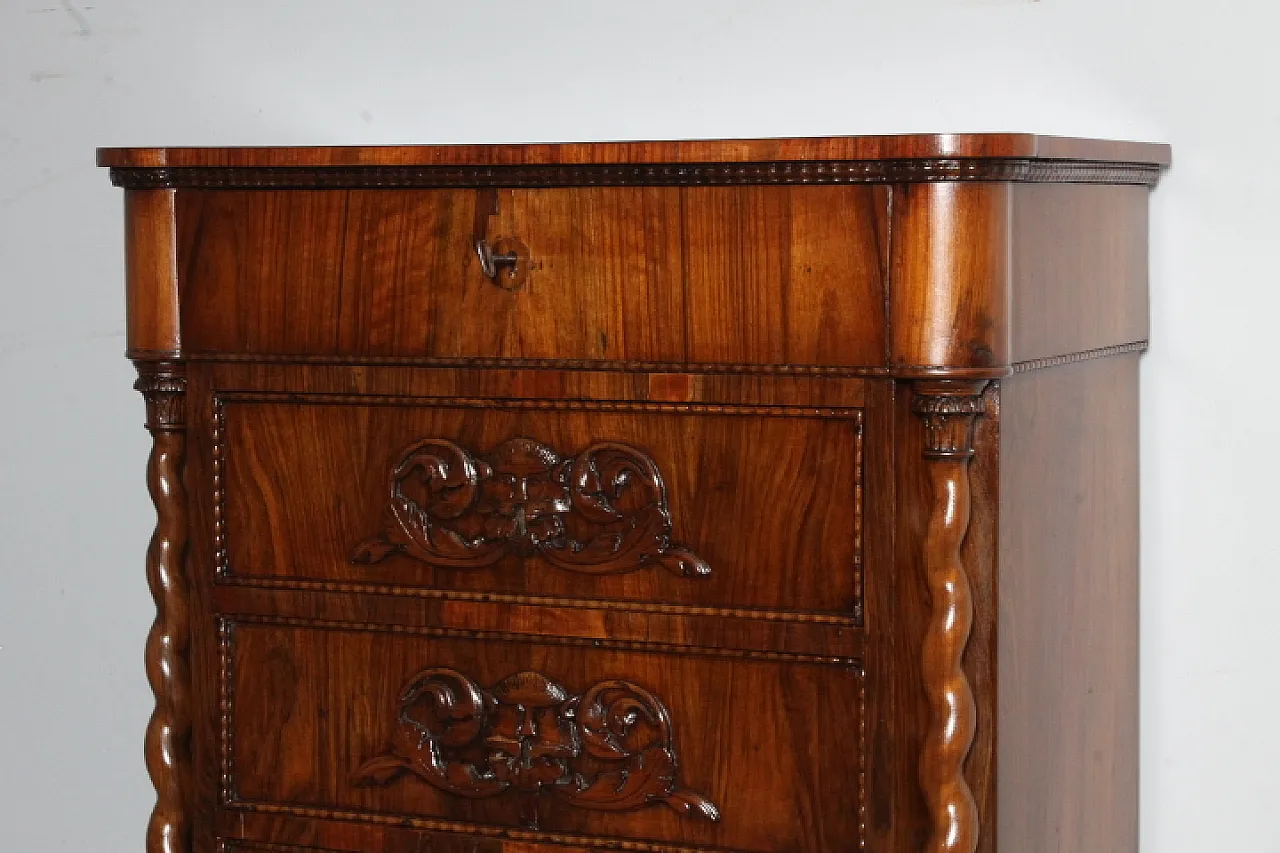 Antique Tuscan chest of drawers from the 19th century, 3 drawers with flap. L.F 15