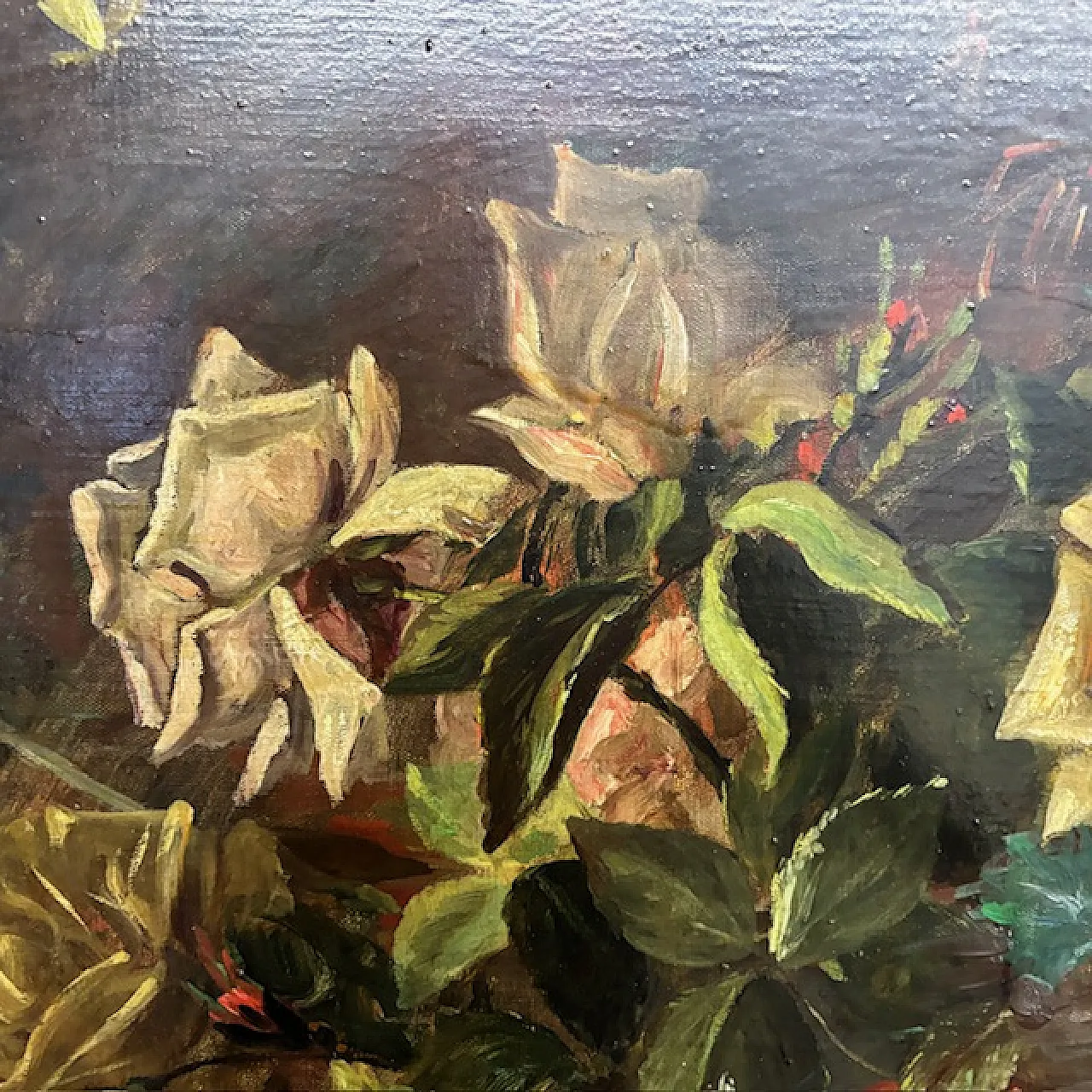 Pair of oil on canvas paintings of flowers, signed, 1892 8