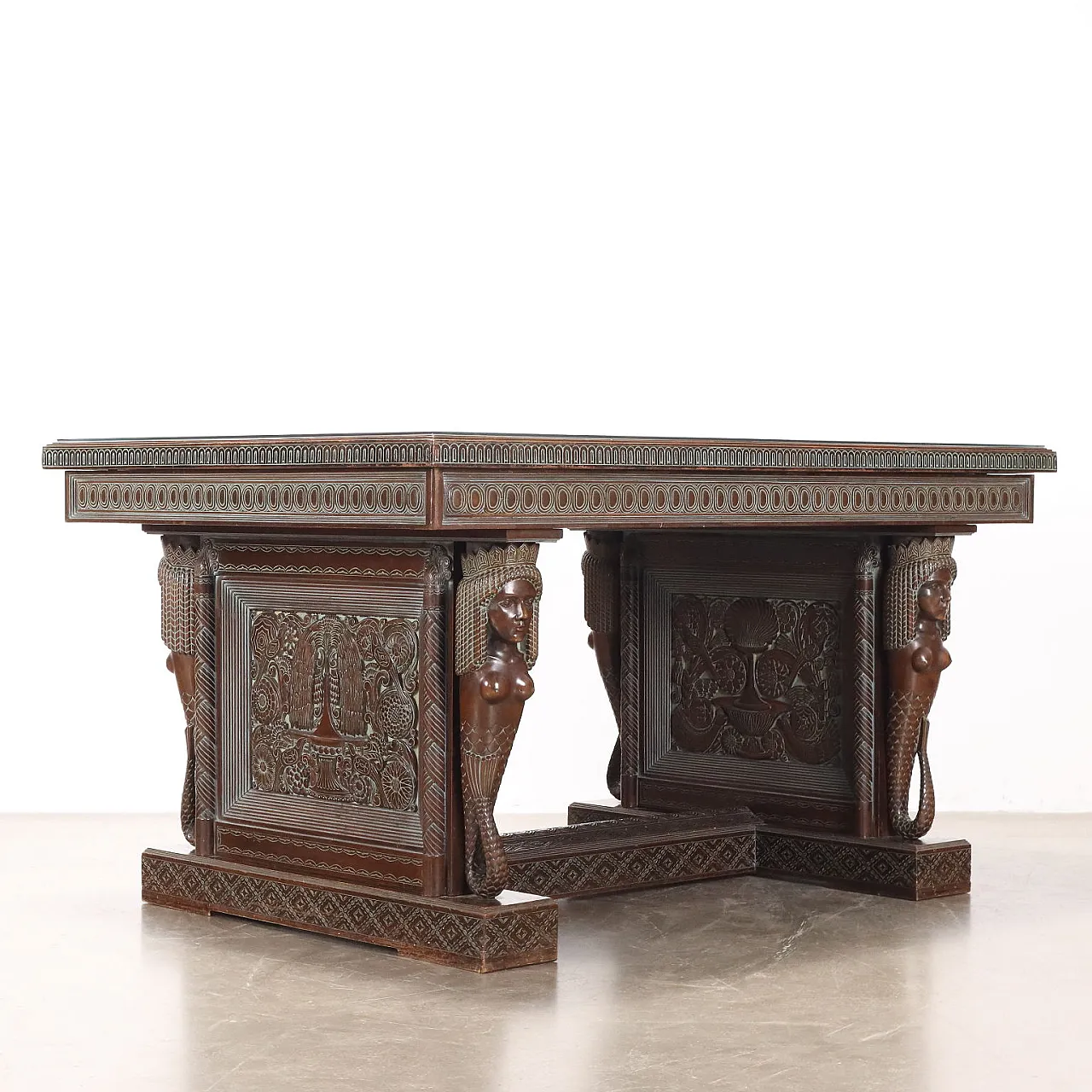 Rino Galbiati Eclectic table with carved mermaids, 20th century 10