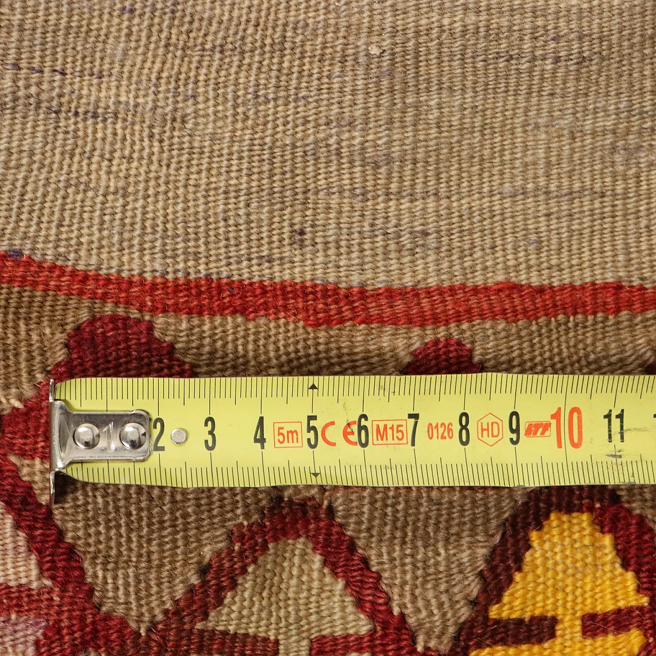 Tappeto Kilim a nodo fine in lana marrone e arancione 10